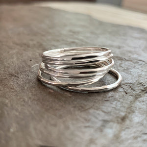 Sterling Silver Stacking Rings - Hammered