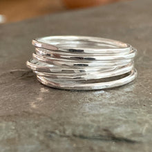 Load image into Gallery viewer, Sterling Silver Stacking Rings - Hammered
