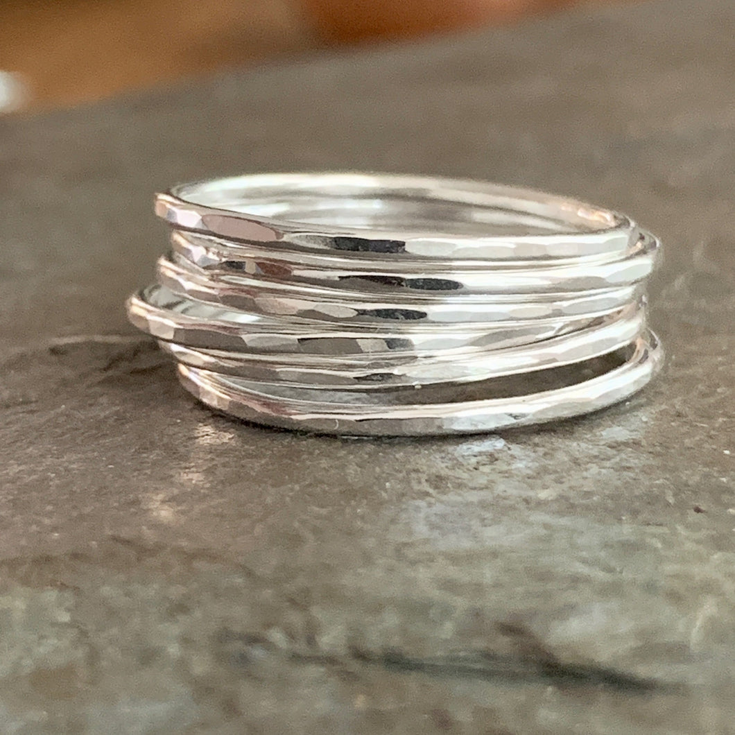 Sterling Silver Stacking Rings - Hammered